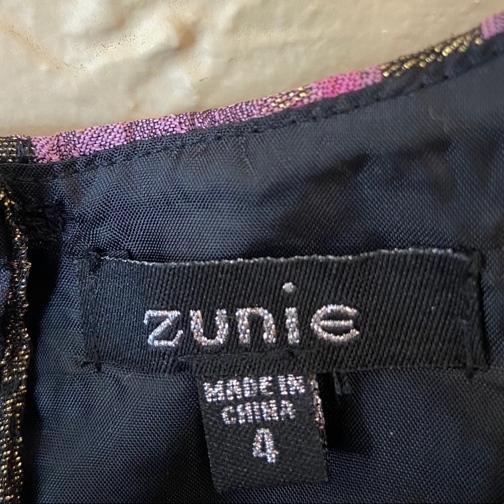 Zunie Dark Red Purple Embellished Girls Dress sz 4 - Picture 4 of 8